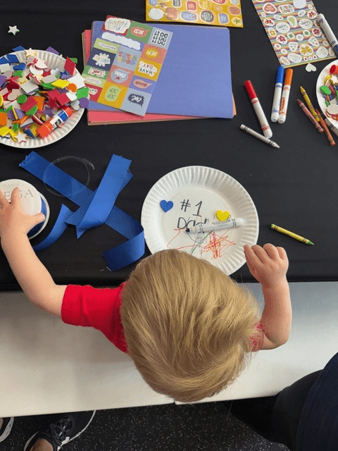A child working on an art project